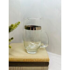 Vintage MCM Dorothy Thorpe Style Silver Band Martini Personal Pitcher 6.25in